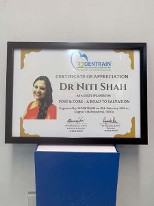Awards & Recognition Picture of Dr Niti Shah Nagrath who is the Co-Founder of The Dental House Mumbai, The most prominent Dentist in Chembur